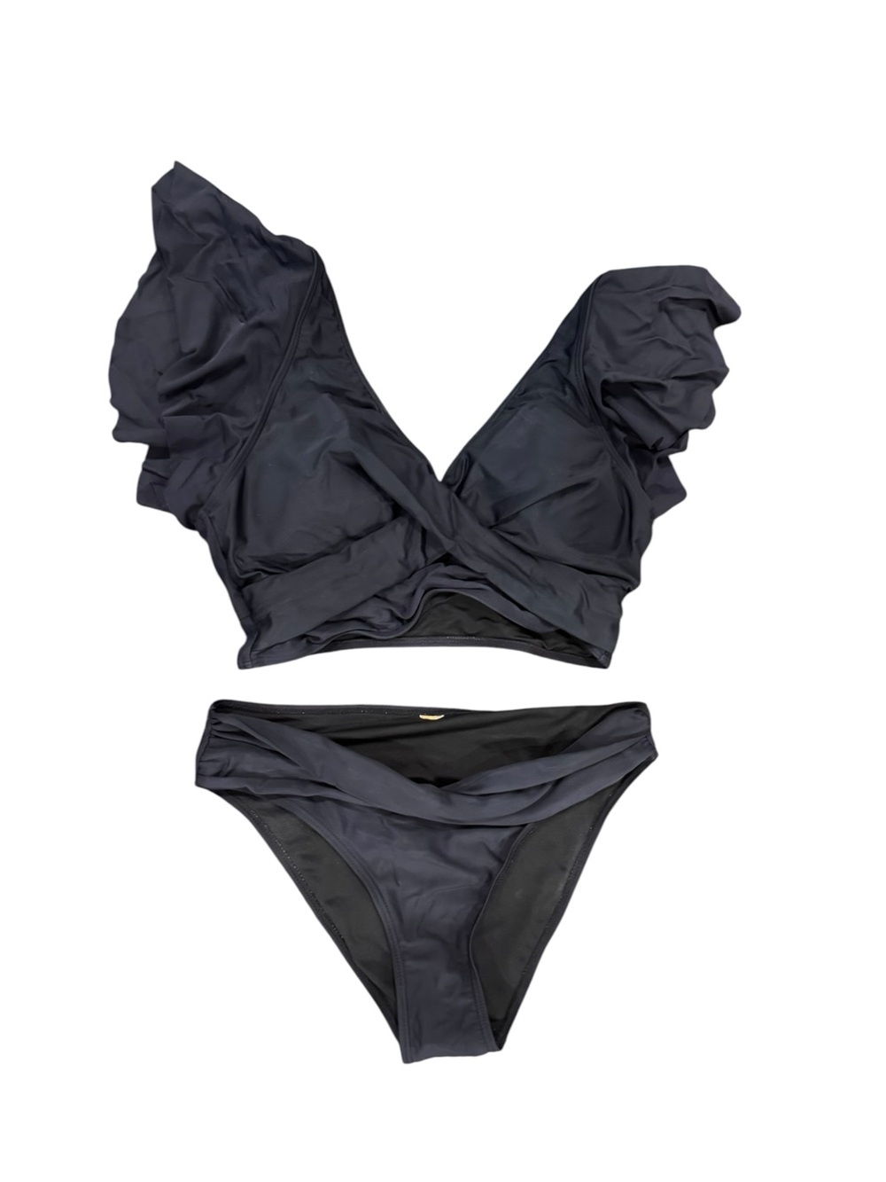 Women’s Black Ruffle V-Neck Bikini Set